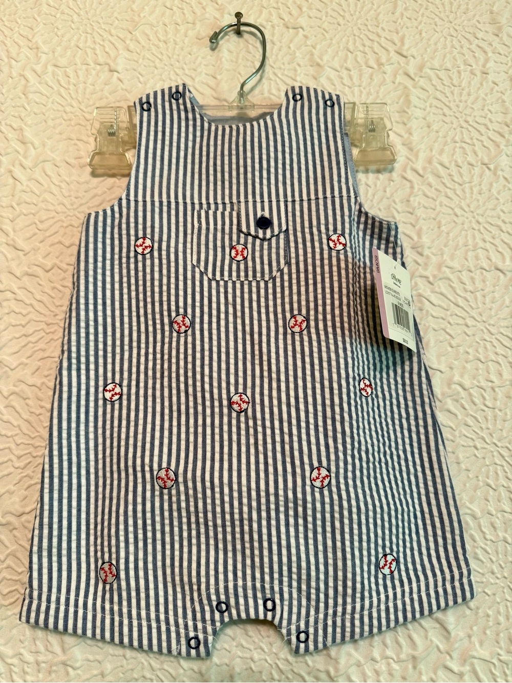 Little Me Blue and White Striped Baby Sunsuit